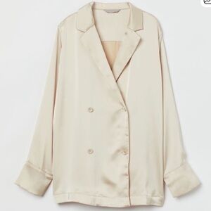 NWOT‎ H&M Double-Breasted Satin Shirt Blazer